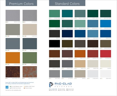 seven new pac clad colors enhance design options for metal petersen aluminum color chart
